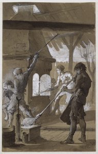 Üvegfúvók (toll és tinta papírra mosással) alkotó: Carl Larsson